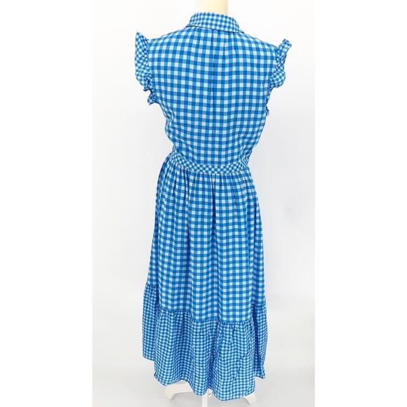 DRAPER JAMES Patio Shirtdress Size 10 Blue White Gingham Flutter Sleeve NWT - Picture 9 of 15